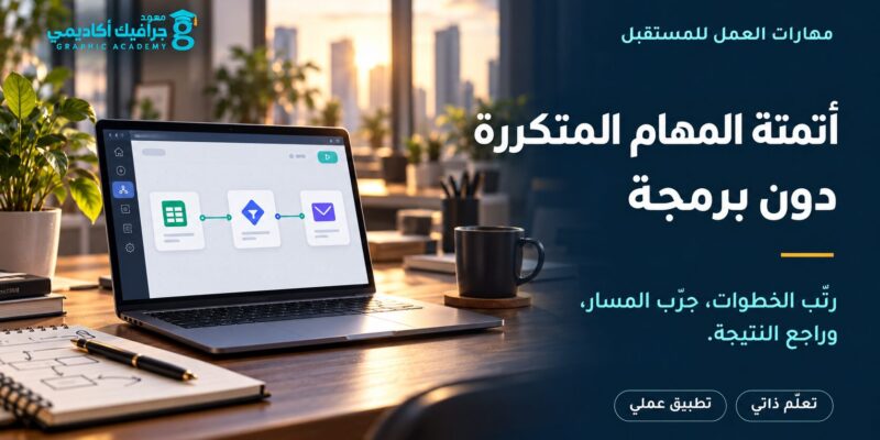 أتمتة المهام المتكررة دون برمجة — رتّب الخطوات، جرّب المسار، وراجع النتيجة