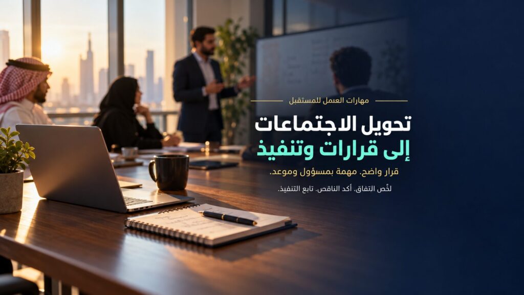 غلاف تحويل الاجتماعات إلى قرارات وتنفيذ