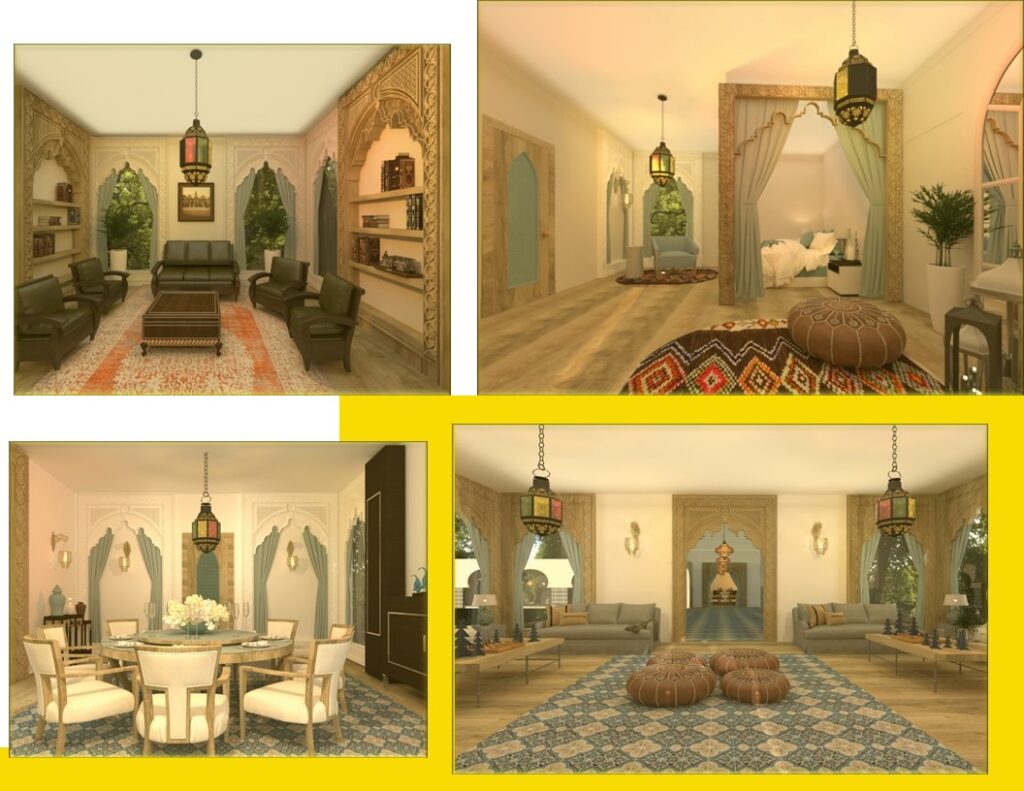 المرحلة الرابعة : تصميم ثري دي غرفة المعيشة